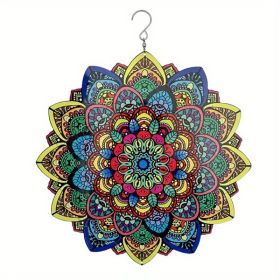 1pc 3D Hanging Wind Spinner Outdoor Decor For Garden Wind Chimes Metal Yard Spinners 3D Stainless Steel Spinner Gifts Mandala 3D Spinner With 360Â° Ro