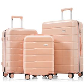 Premium ABS Travel Luggage Set , 3-Piece TSA Lock Suitcase Ensemble with 20, 24, and 28 Inch Sizes with 360Â° Spinner Wheels, pink