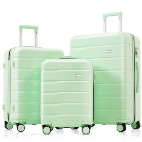 Premium ABS Travel Luggage Set , 3-Piece TSA Lock Suitcase Ensemble with 20, 24, and 28 Inch Sizes with 360Â° Spinner Wheels, light green