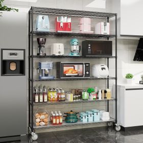 6 Tier Wire Shelving Unit, 6000 LBS NSF Height Adjustable Metal Garage Storage Shelves with Wheels