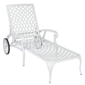 193*64.5*93cm Backrest Adjustable Courtyard Cast Aluminum Lying Bed White (Color: as picture)